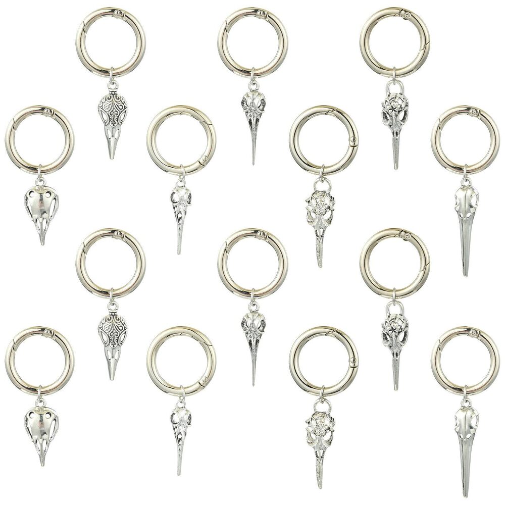 4705 14pcs 7 Styles Gothic Theme Metal Charms Bird Skull Charms Flying